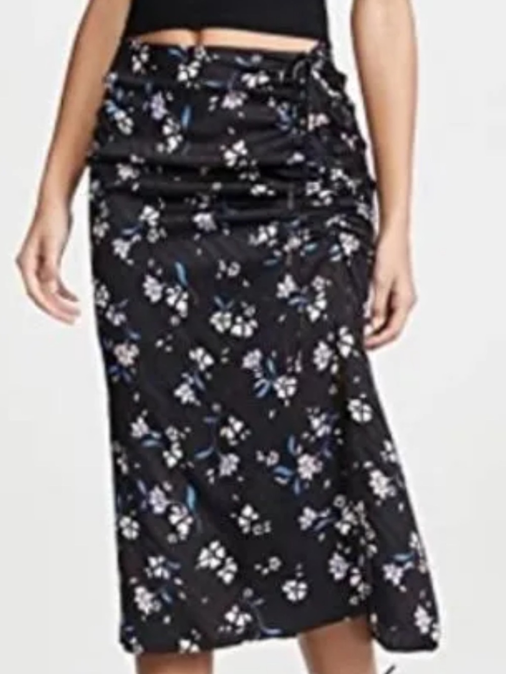 Veronica beard Black Floral Midi Skirt with Pink & Purple Flowers 2